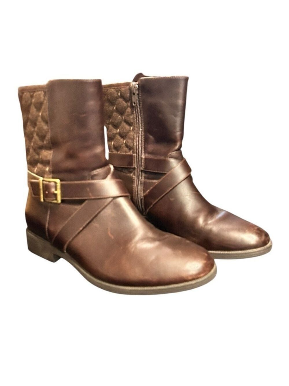 VIONIC Thea Water Resistant Quilted Boots Brown Removable Insoles Women’s Size 7